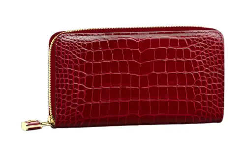 LOUIS VUITTON Zippy Crocodile Leather Wallet Women's Carmine