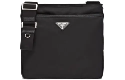 PRADA Re Nylon Recycled Nylon Saffiano Cow Leather Crossbody Bags Men's Black