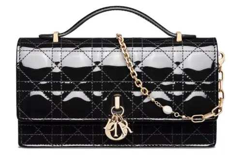 DIOR My Dior Patent Leather, Cow Leather Handbag Mini Women's Black