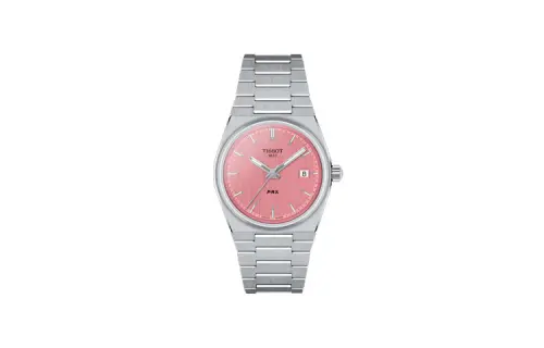 TISSOT PRX Quartz Movement 100m Waterproof Unisex Watch Pink Watch Dial Stainless Steel Watchband