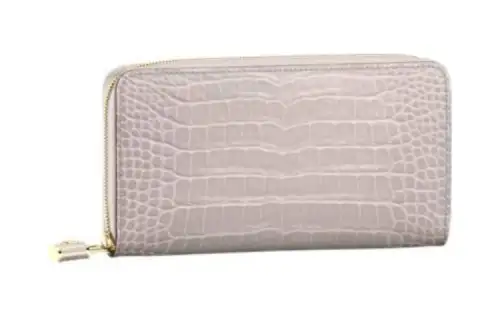 LOUIS VUITTON Crocodile Leather Wallet Women's Latte Gray