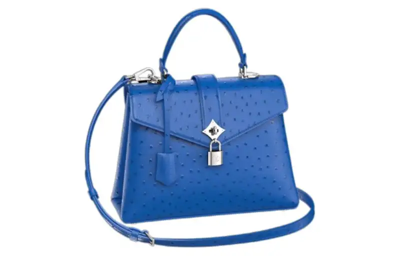 LOUIS VUITTON Rose Des Vents Ostrich Leather Handbag, Shoulder Bag Women's Sapphire Blue