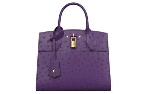 LOUIS VUITTON City Steamer Ostrich Leather Shoulder Bag, Crossbody Bag, Handbag Small Women's Amethyst Purple