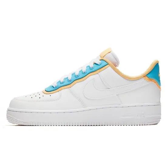 Nike Air Force 1 Low Se White Light Blue Fury Topaz Gold Women's