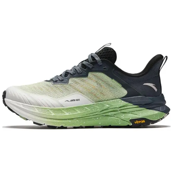ANTA Kunlun Running Shoes Men Low-Top Long Green/Stone Gray/Pure White