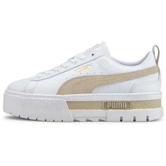 PUMA Mayze Skateboarding Shoes Women's Low-top White/Gold
