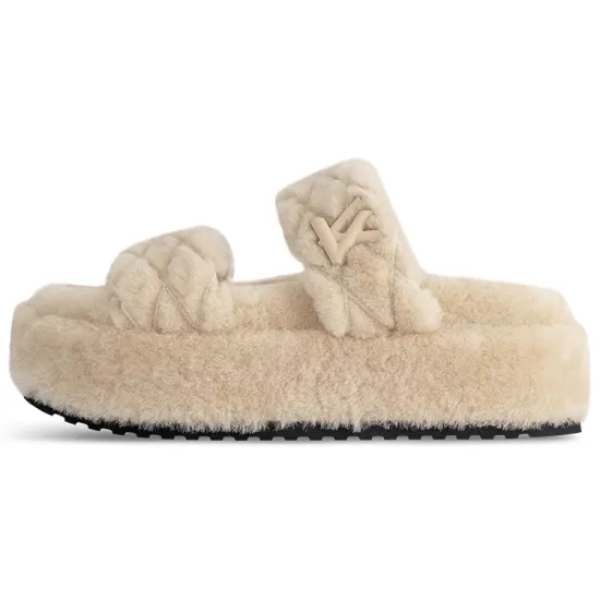 LOUIS VUITTON Sunset Painted Series Slide Slippers Women's Beige