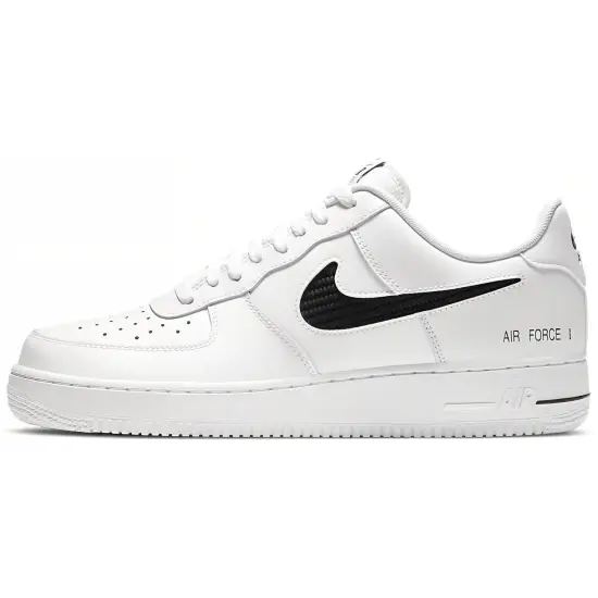 Nike Air Force 1 Low Cut Out Swoosh White Black