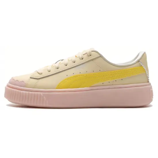 PUMA Platform Skateboarding Shoes Women's Low-top Pink/Yellow