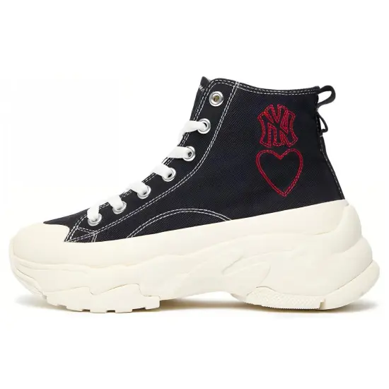 MLB Chunky High Canvas Shoes Unisex High-Top Black White