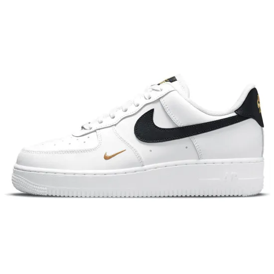 Nike Air Force 1 Low '07 Essential White Black Gold Mini Swoosh Women's