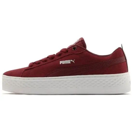 Puma Smash Platform Skateboarding Shoes Women's Low-top Dark Red