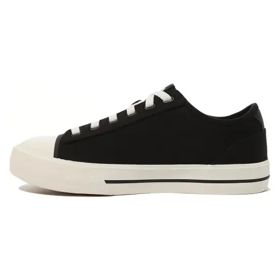 FILA Slip Resistant Abrasion Resistant Cushioning Low Top Canvas Shoes Unisex Black White
