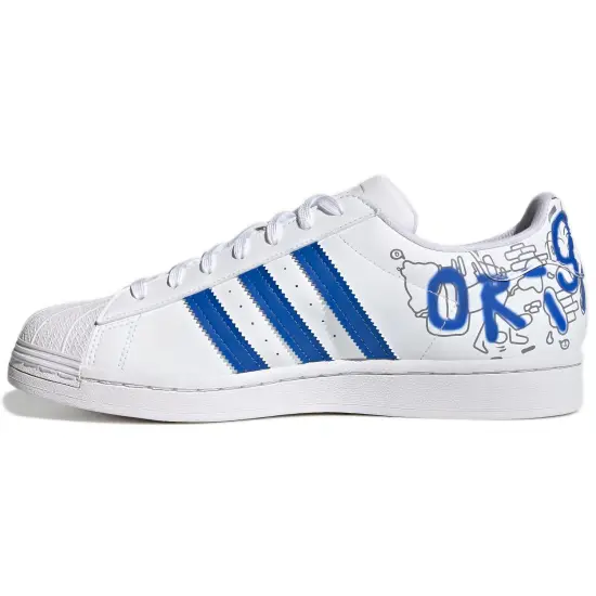Adidas Originals Superstar Series Skateboard Shoes Unisex Low-top White/Royal Blue