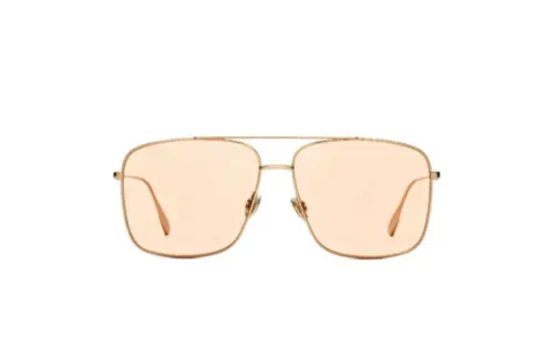 DIOR Metal Irregular Shape Sunglasses Women's Gold