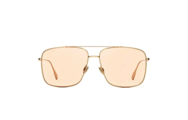 DIOR Metal Irregular Shape Sunglasses Women's Gold