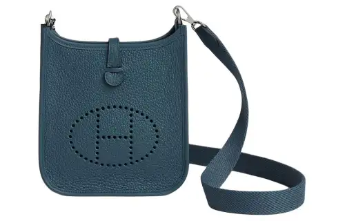 HERMES Evelyne Clemence Bullock Leather Crossbody Bag, Shoulder Bag 16 Women's 7P Bleu De Prusse Prussian Blue