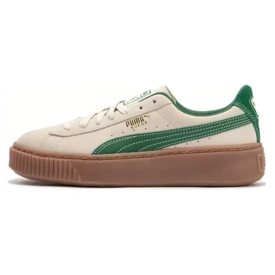 Puma Suede Skateboarding Shoes Women's Low-top Marzipan Color - Dark Green - Golden