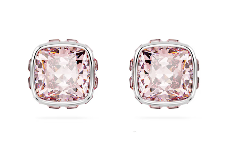 Женские серьги-гвоздики Swarovski Birthstone (розовые)