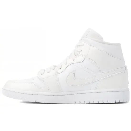 Jordan 1 Mid Triple White Patent Swoosh Women's