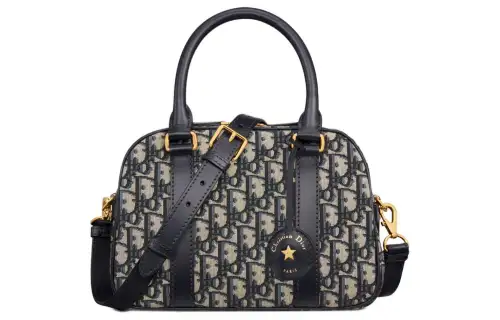 DIOR Oblique Print Handbag Medium Women's Blue