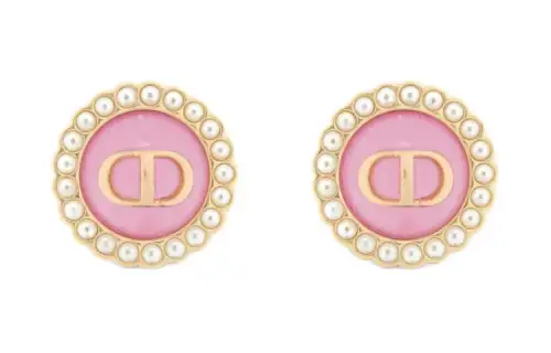 DIOR Metal Stud Earrings Women's Pink