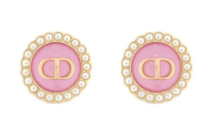 DIOR Metal Stud Earrings Women's Pink