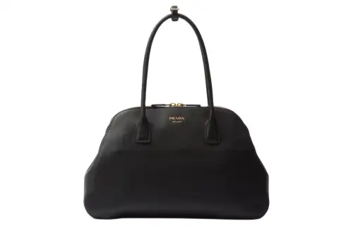PRADA Leather One Shoulder Handbag Medium Women's Black
