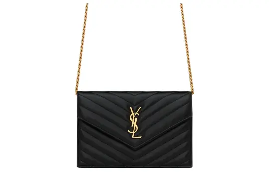 SAINT LAURENT Cassandre Sheepskin Handheld Crossbody Bag, Shoulder Bag Small Women's Black