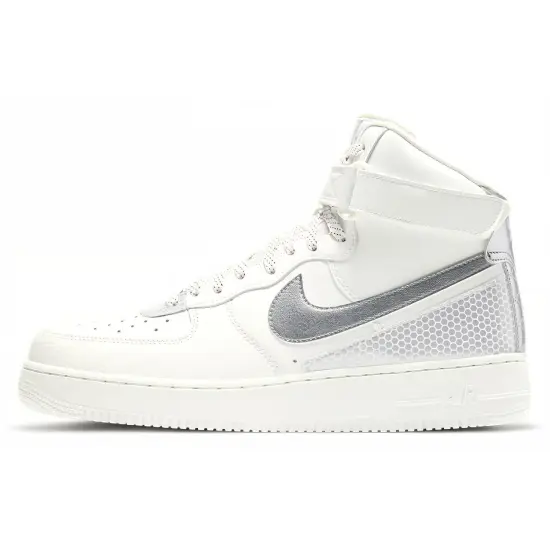 Nike Air Force 1 Skateboarding Shoes Men High-top Silver/White