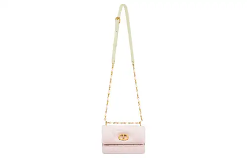 DIOR Sheepskin Shoulder Bag, Crossbody Bag Mini Women's Light Yellow & Quartz Pink