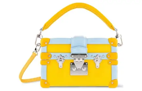 LOUIS VUITTON PETITE MALLE Leather Hard Box Portable Crossbody Bag, Shoulder Bag Women's Yellow