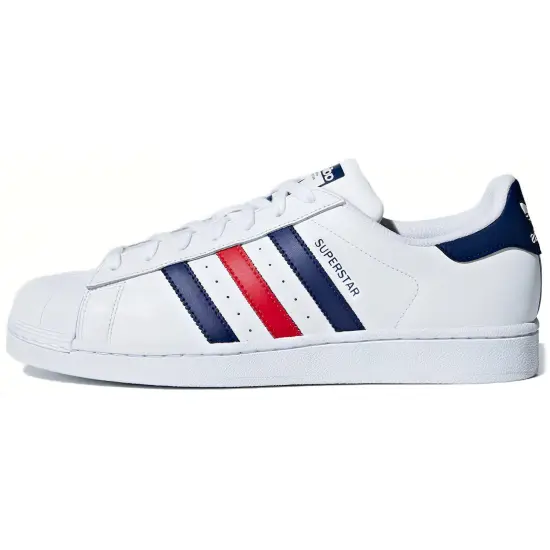 Adidas Originals Superstar Skateboard Shoes Unisex Low-top White/Blue/Red