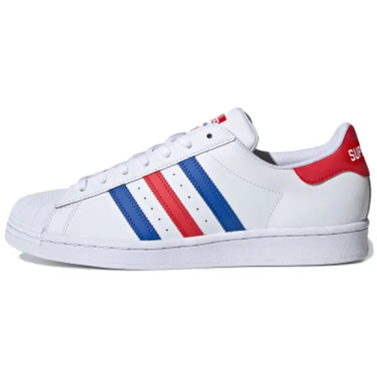 Adidas Originals Superstar Series Skateboard Shoes Unisex Low-top Bright White/Bright Blue/College Red