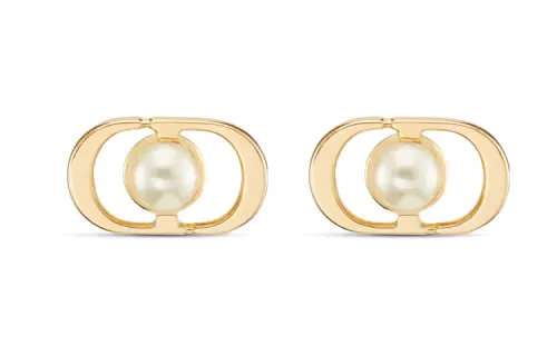 DIOR Resin, Metal Stud Earrings Women's Gold