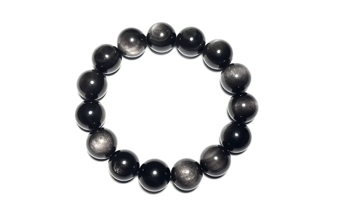 MOUNTAINS AND MANS Silver Sheen Obsidian Bracelets Unisex