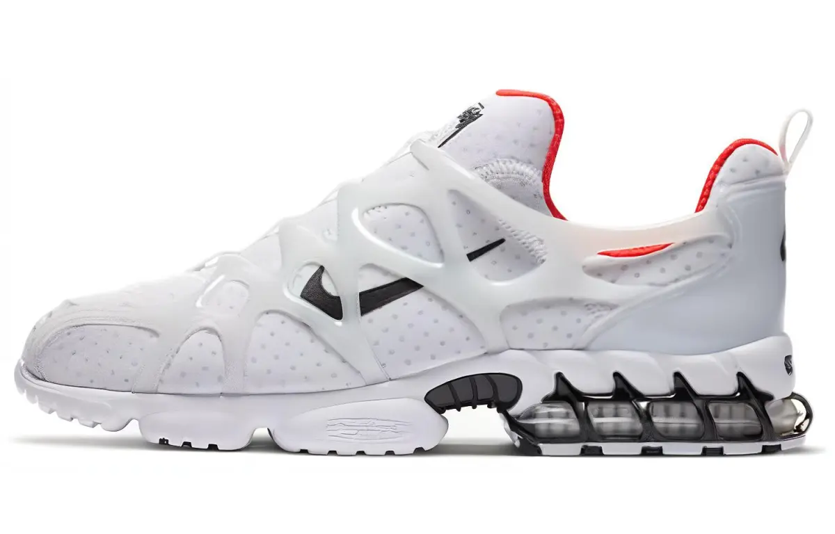 Stussy X Nike Zoom Spiridon Lightweight Sports Breathable Low Top Air Cushion Casual Running Shoes Unisex White Red