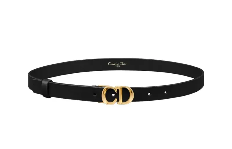 DIOR Calfskin Leather Belts Women's Black Width 2CM