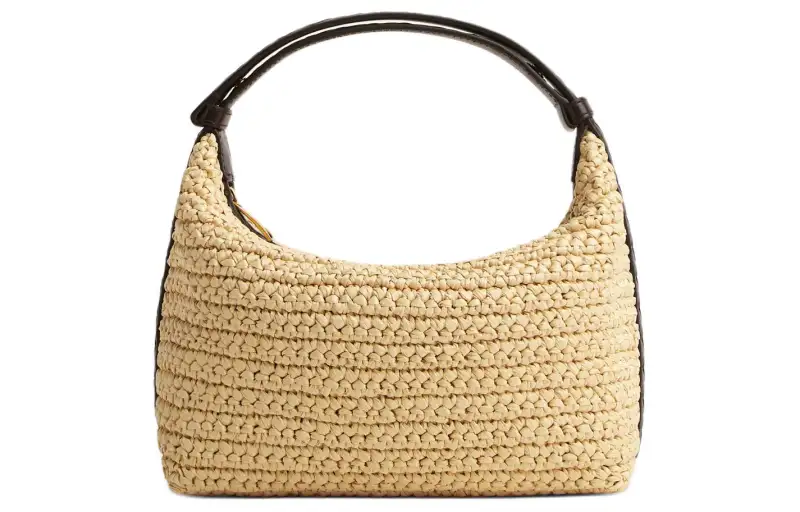Bottega Veneta Viscose Leather Blend Handbag Mini Women's Natural & Chocolate Brown