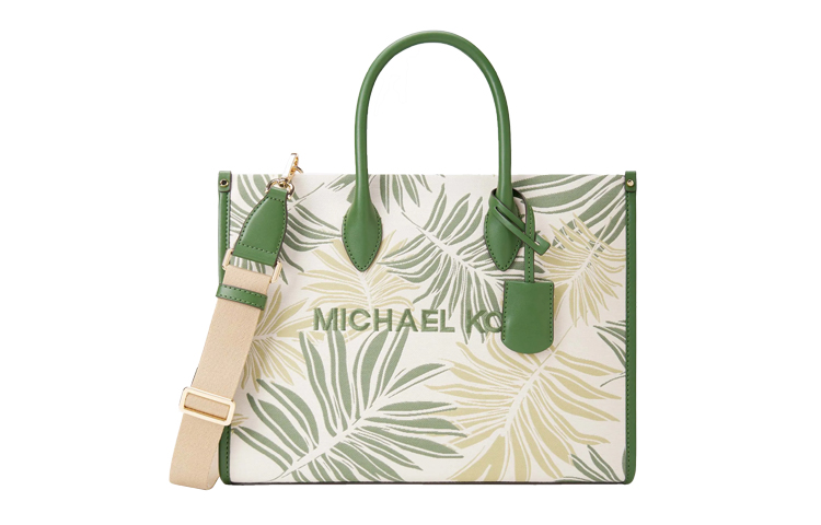 MICHAEL KORS Mirella Artificial Leather Palm Leaf Jacquard Handbag, Tote Bag Medium Women's Multicolor