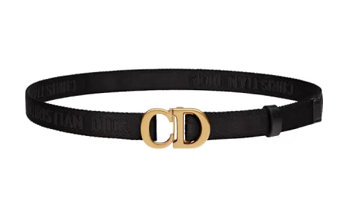 DIOR Nylon Belts Women's Black Width 2cm
