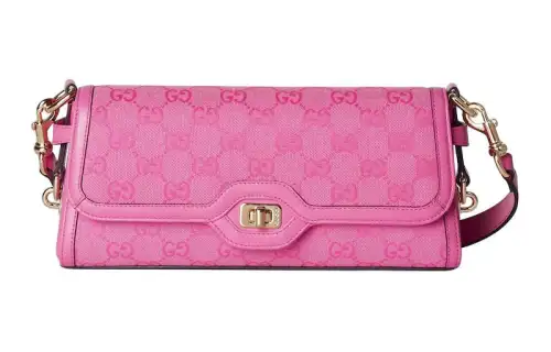 GUCCI Canvas With Leather Canvas Bag, Handbag, Shoulder Bag Women's Pink