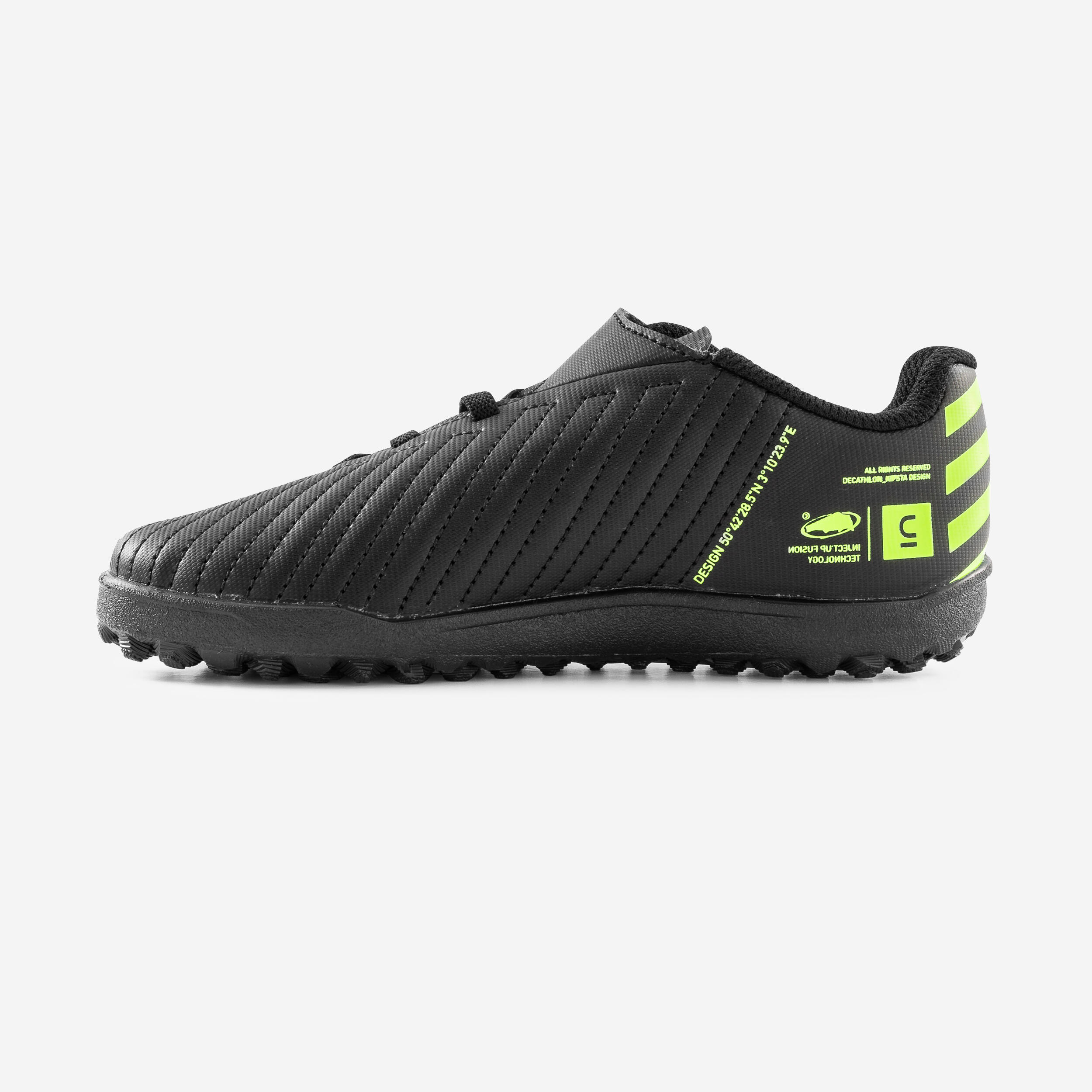 DECATHLON TF Turf Cushioning Slip Resistant Abrasion Resistant Soccer Shoes Unisex Black