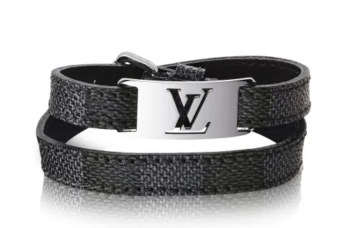 LOUIS VUITTON Calfskin Wristbands Men's Black/Silver