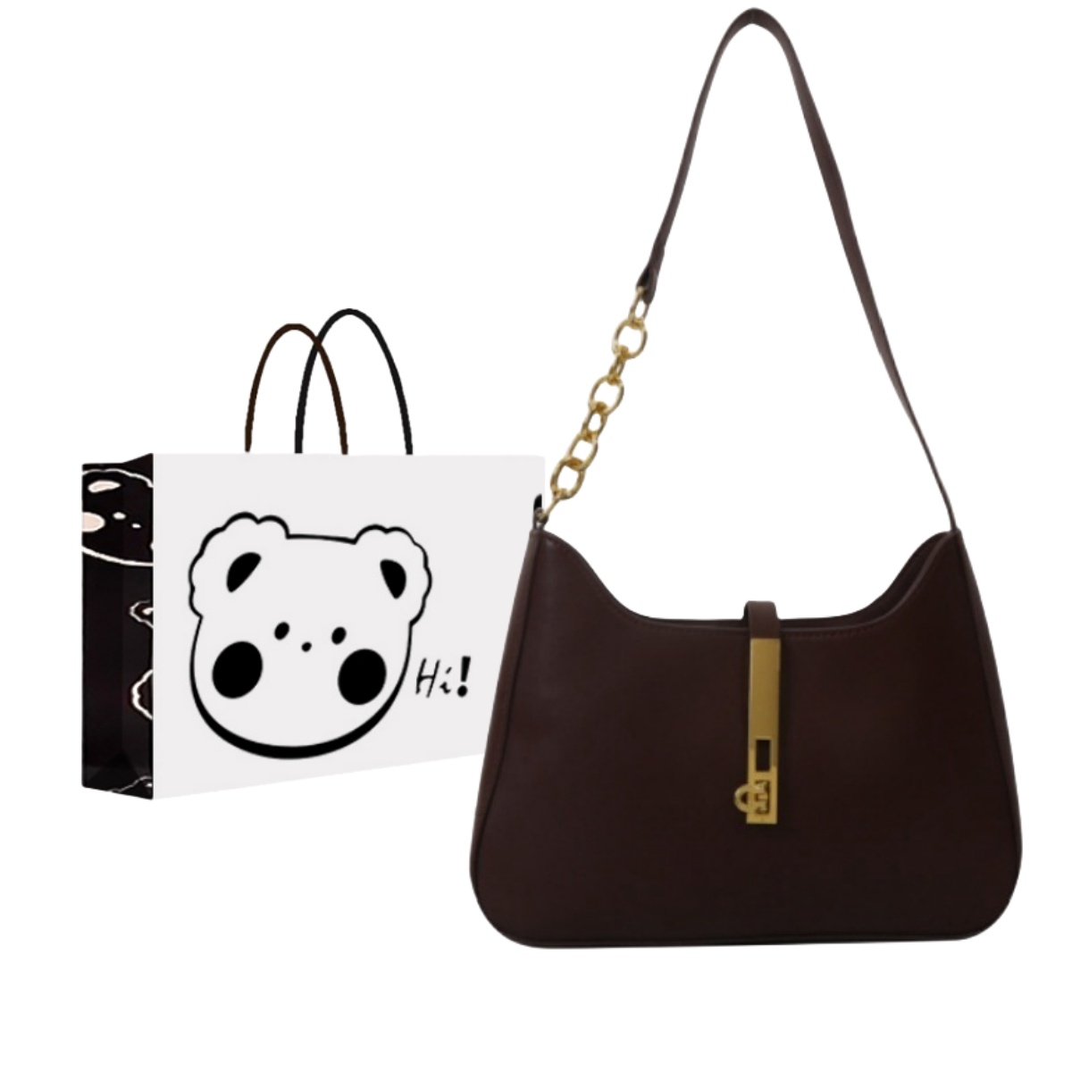 NX DOUGHNUT Pu Underarm Shoulder Bag Women's White/Black/Brown/Khaki