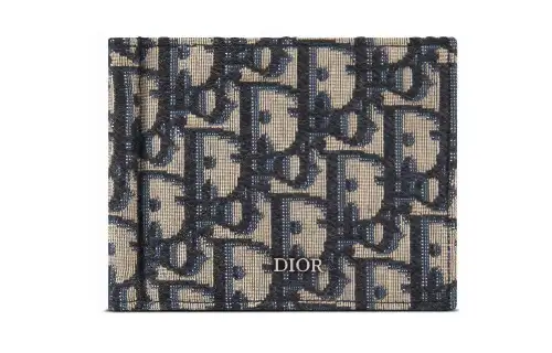 DIOR Jacquard Fabric Wallet Men's Beige/Black