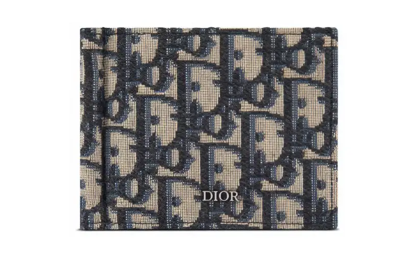 DIOR Jacquard Fabric Wallet Men's Beige/Black