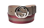 GUCCI Interlocking G Canvas Belts Men's Coffee Width 4cm