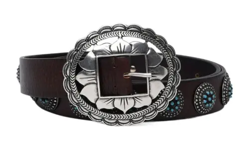 Golden Goose Sunflower Styling Leather Belts Women's Black