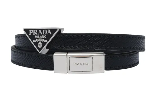 PRADA Calfskin Wristbands Men's Black